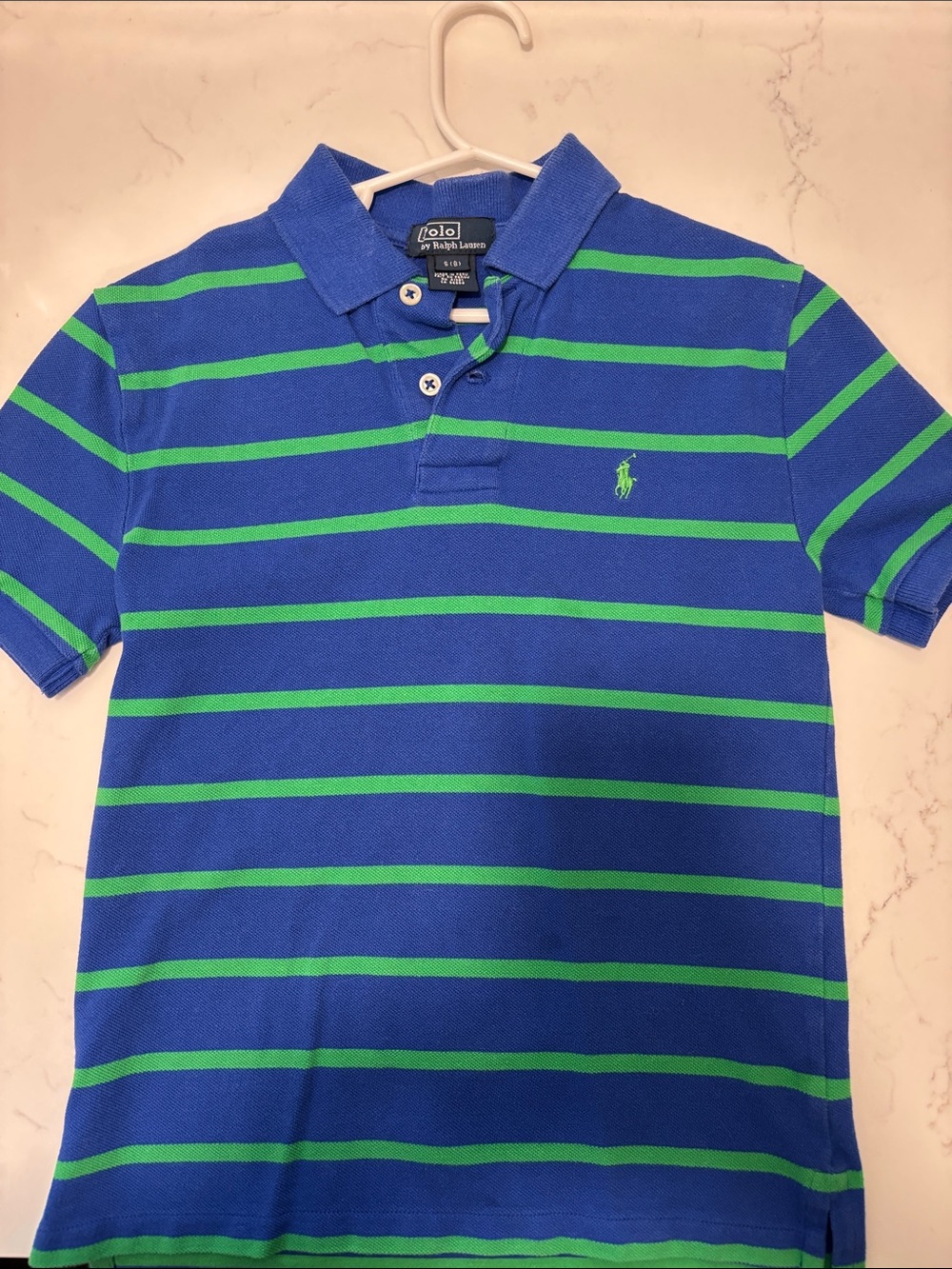 Polo by Ralph Lauren Royal Blue Polo with Green Stripes